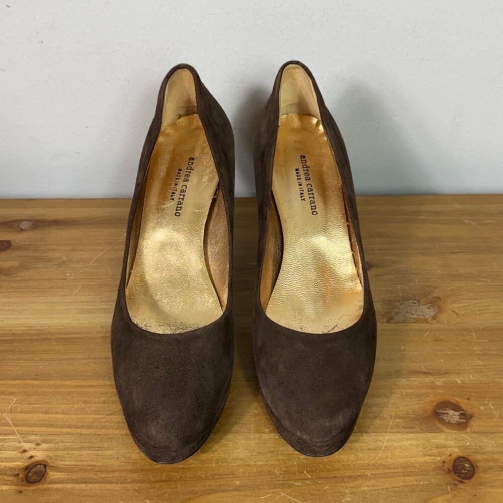 Andrea Carrano Brown Suede Platform Pumps Women's EU Size 38.5